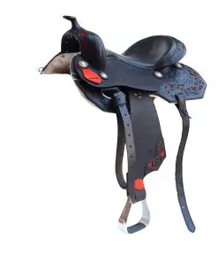 Альтернативный вид Black Leather Western Saddle with Red Elements
