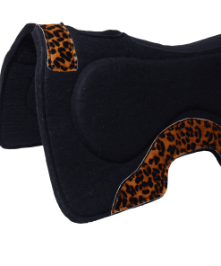 Luxury Leopard Western Saddle Pad - Black Felt