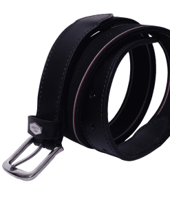 Альтернативный вид Pro Classic Global Black Leather Belt with Fabric Stripe Trim