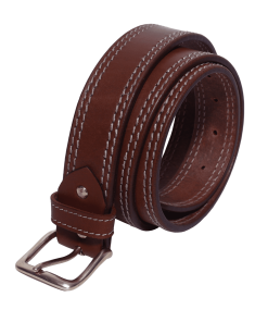 Альтернативный вид Classic Brown Leather Belt with White Stitching – Handmade Elegance