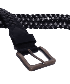 Альтернативный вид Braided Leather Belt with Antique Brass Buckle – Black