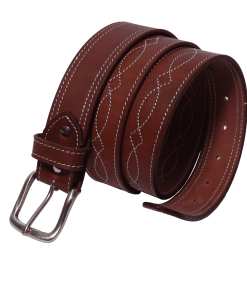 Альтернативный вид Handcrafted Leather Belt with Decorative Stitching – Brown