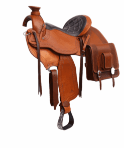 Альтернативный вид Handcrafted Western Saddle with Tooled Leather Saddlebag – Chestnut Finish