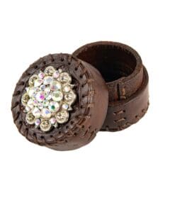 Альтернативный вид Handcrafted Dark Brown Leather Trinket Box with Crystal Embellishment