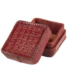 Альтернативный вид Handcrafted Red Leather Trinket Box with Stitched Floral Design