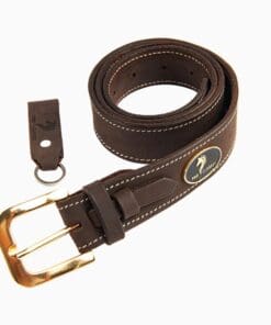 Альтернативный вид Dark Brown Leather Belt with Golden Buckle and Keychain – Pro Classic
