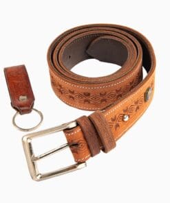 Альтернативный вид Handcrafted Tan Leather Belt with Stamped Pattern – Pro Classic