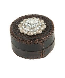 Альтернативный вид Round Black Leather Jewelry Box with Crystal Concho