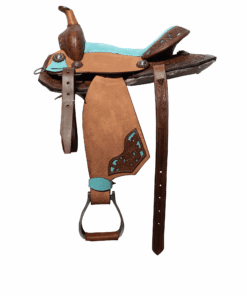 Альтернативный вид Turquoise Seat Western Saddle – Hand-Tooled Leather