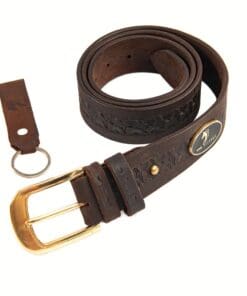 Альтернативный вид Dark Brown Leather Belt with Wave Embossing and Brass Buckle